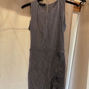 B&W Stripes Drape Dress w/ Zip&Ribbon -S/used once